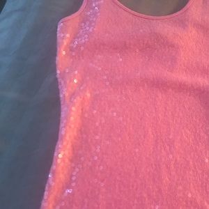 3/25 pink Sequin top by Express
